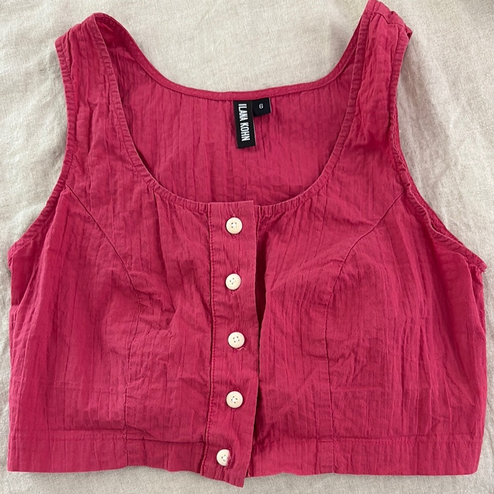 Ilana Kohn Pink Sleeveless Crop Tank Top-GUC